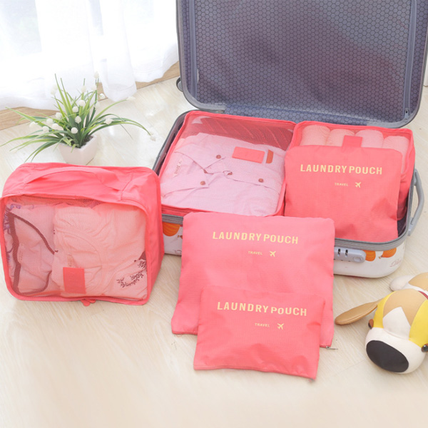 韩版旅行收纳袋六件套 多功能加大加厚行李箱收纳包袋6件套套装
