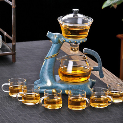 自动茶具套装高硼硅玻璃懒人茶具磁吸式泡茶器功夫茶具
