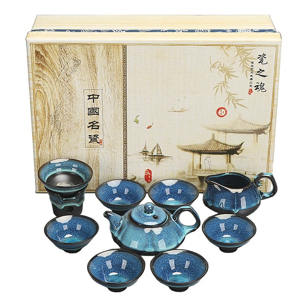 紫砂钧窑茶具套装功夫礼品陶瓷茶壶茶杯