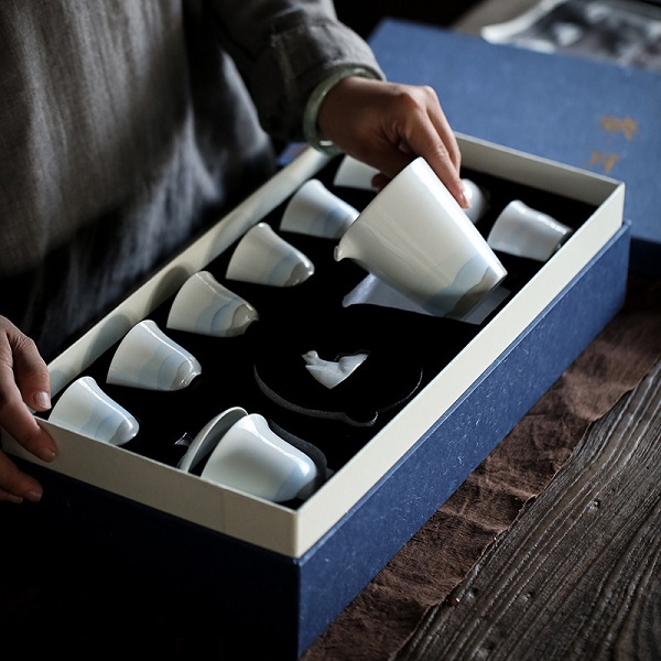 德化陶瓷日式功夫茶具德化手绘陶瓷茶具家用简约礼盒套组