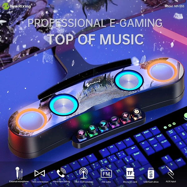 桌面炫彩电竞蓝牙音箱带LED彩灯电脑音响酷炫新款外贸低音炮