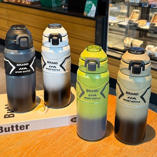 316不锈钢高颜值潮流保温杯户外运动水壶大容量便捷双饮弹跳水杯